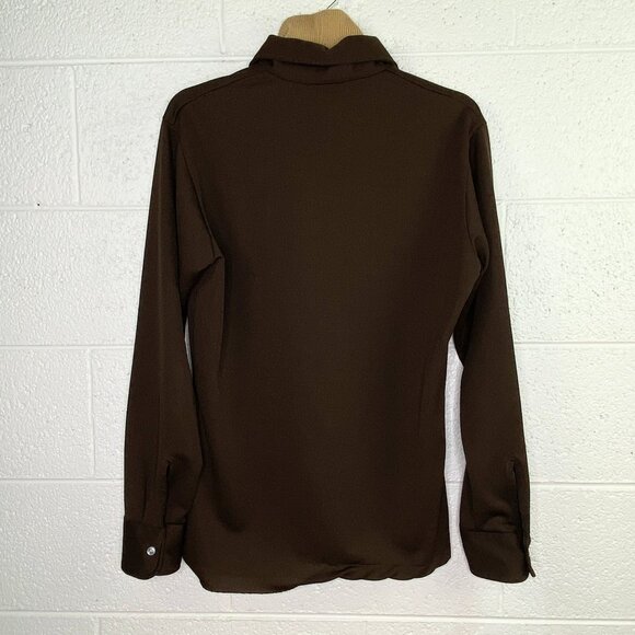 Vintage David Homison Mid Mod Brown Turtleneck Long Sleeve Mens Shirt M - Picture 2 of 8